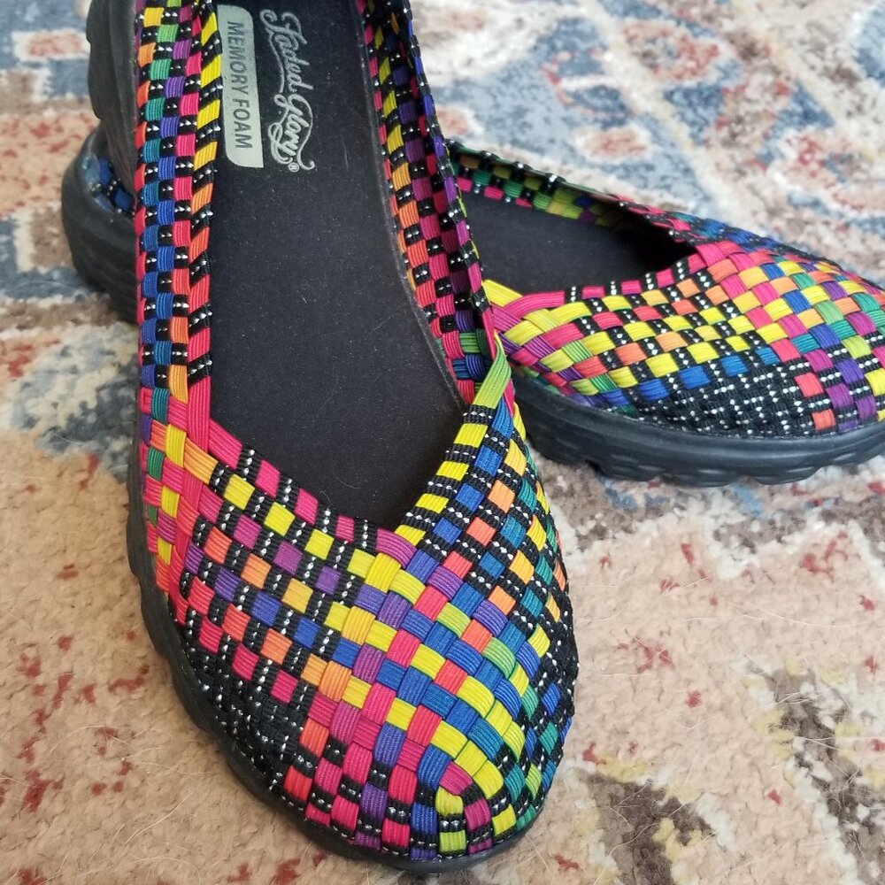 Faded Glory weaved colorful slip-on flats size 9